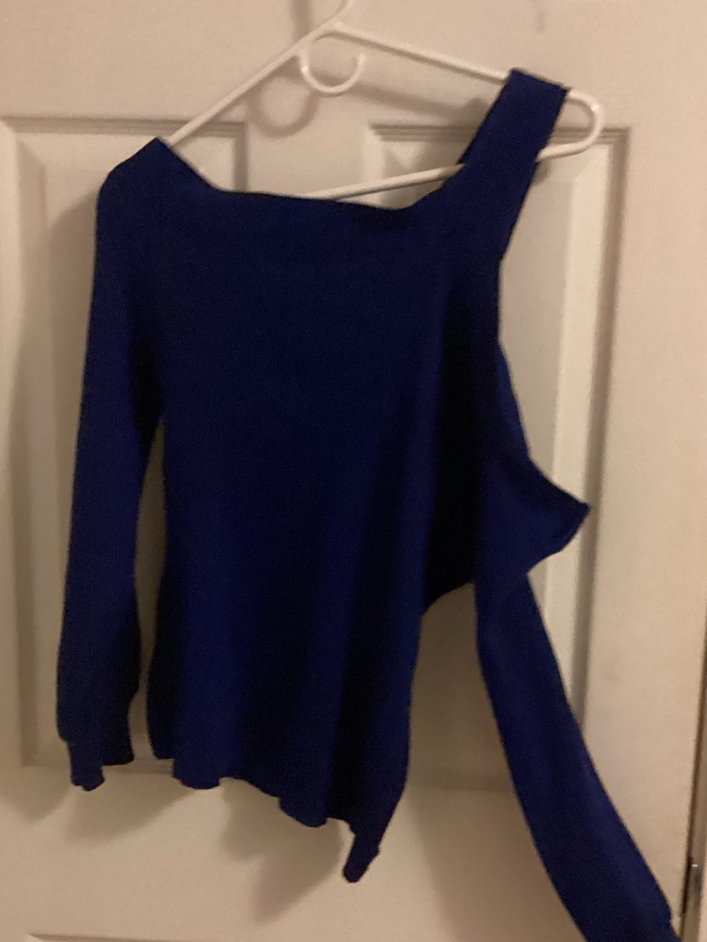 Blue Asymmetric One-Shoulder Women’s Sweater